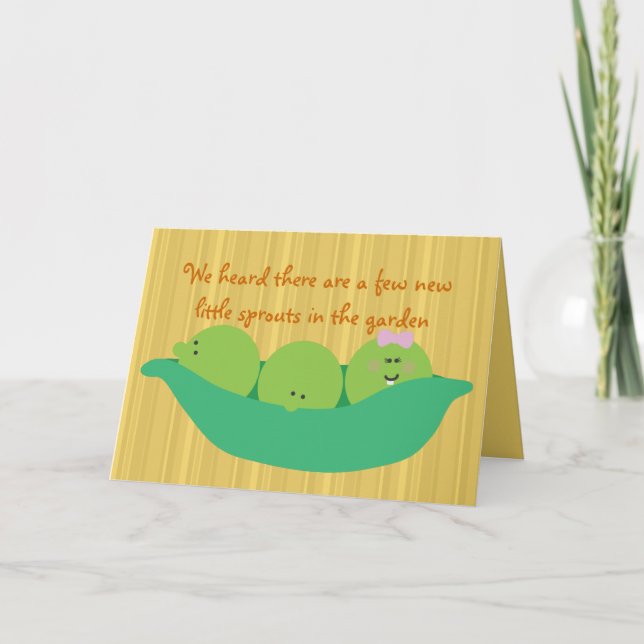 Cartão Placa de Parabéns de Pea Pod Pals Triplet Babies (Frente)
