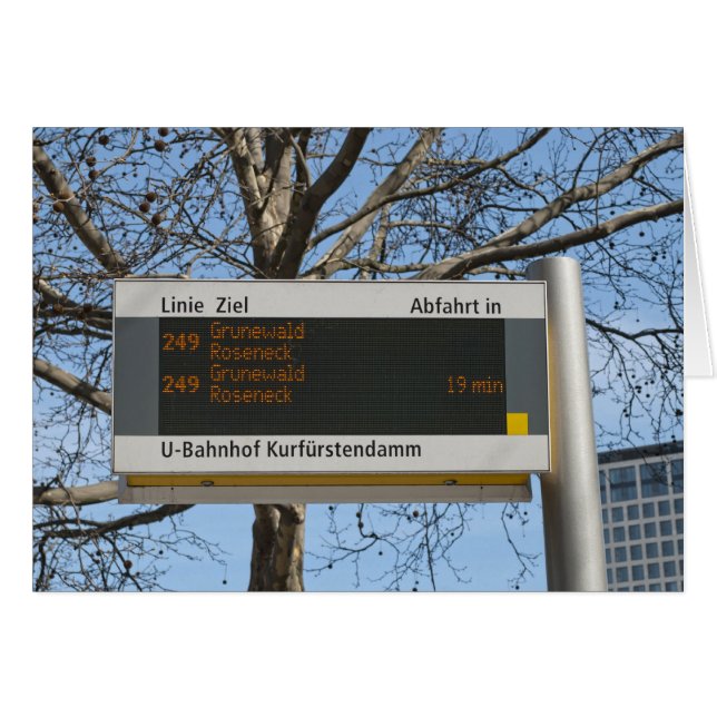Cartão Placa de Parada de Ônibus em Berlim (Frente Horizontal)