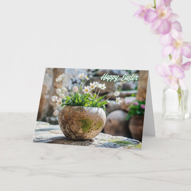 Cartão Placa de Páscoa das Flores de Mola Branca (Orquídea)