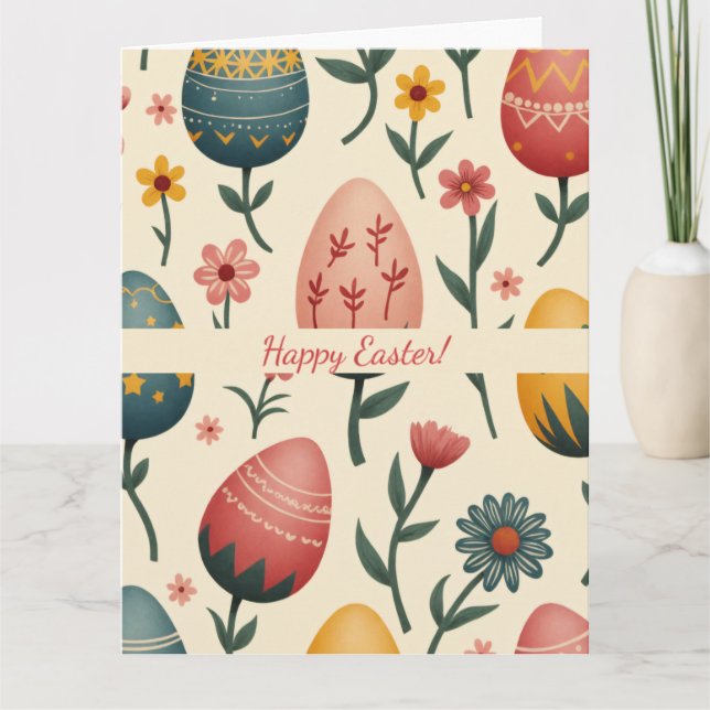 Cartão Placa de páscoa em cores pastel suave (Frente)