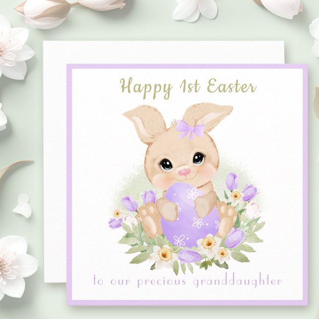 Cartão Placa de Páscoa para ruas de Páscoa Roxo Bunny Avô (1st Easter Purple Bunny Granddaughter Easter card)
