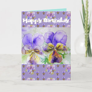 Cartão Placa de pintura de aquarela de Purple Viola Pansy