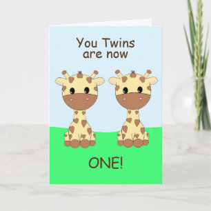 Cartão Placa de primeiro aniversario gêmeo
