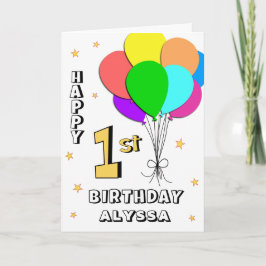 Cartão Placa de primeiro aniversario Preenchida por Balão