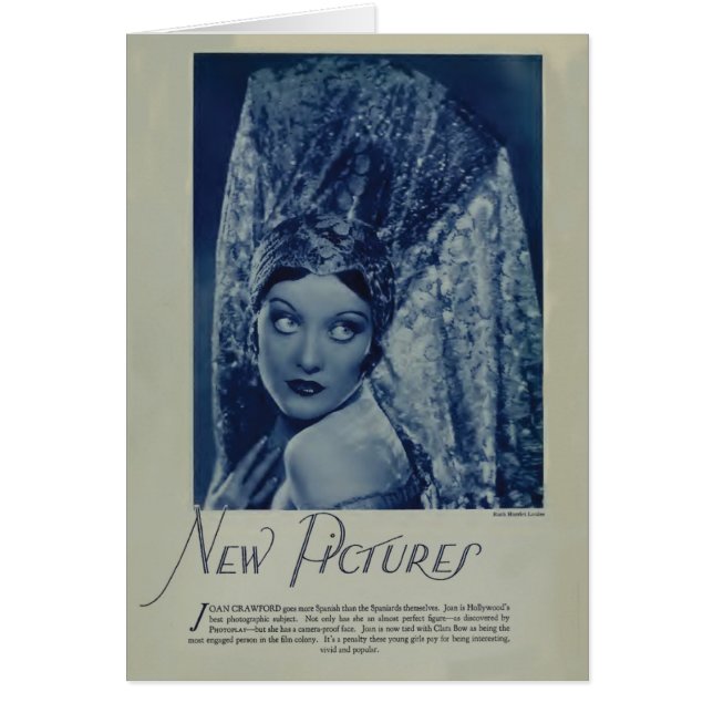 Cartão Placa de retrato de Joan Crawford 1928 (Frente)