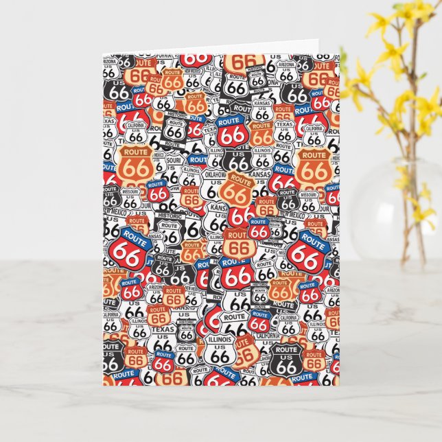 Cartão Placa de rota 66 (Flor Amarela)