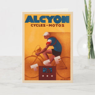 Cartão Placa de Saudação com Poster de Bicicleta Vintage