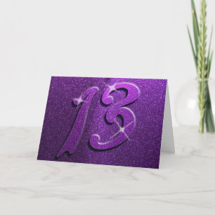 Cartão Placa de Saudação de Aniversário do 13 de Roxo