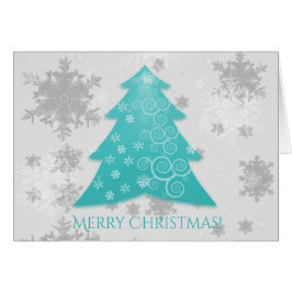 Cartão Placa de Saudação de Árvore de Natal Festiva Teal