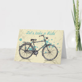 Cartão Placa de Saudação de Desenho da Bicicleta Vintage