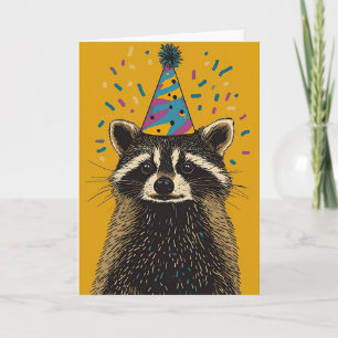 Cartão Placa de saudação de Festa de aniversário Raccoon