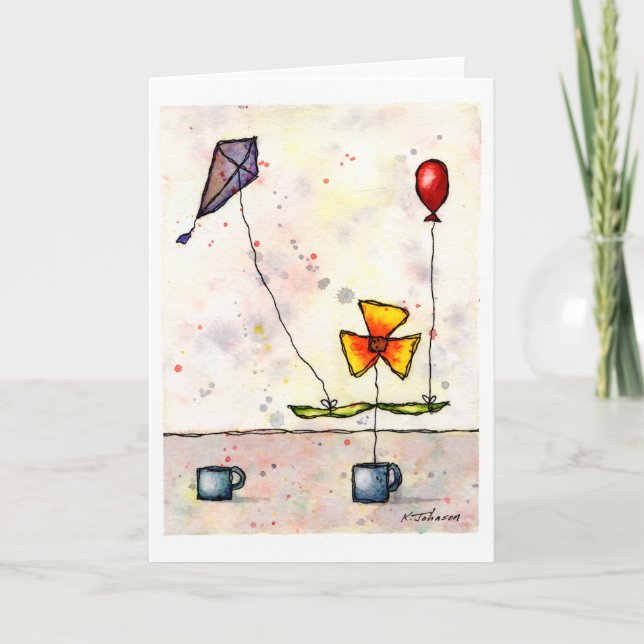 Cartão Placa de saudação de flores de pipa púrpura (Frente)