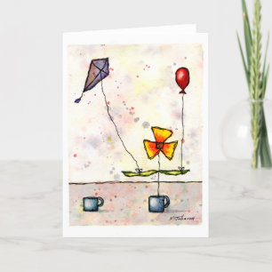 Cartão Placa de saudação de flores de pipa púrpura