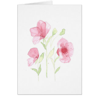 Cartão Placa de saudação de Impressão de Aquarela Poppy