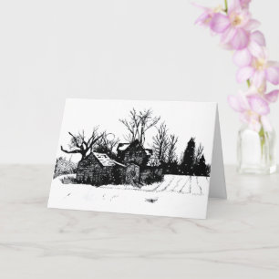 Cartão Placa de Saudação de Inverno para Inglês Negro Art