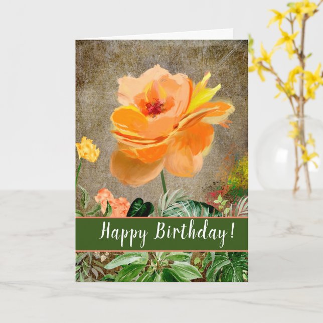 Cartão Placa de saudação de Rosa de Pêssego (Flor Amarela)