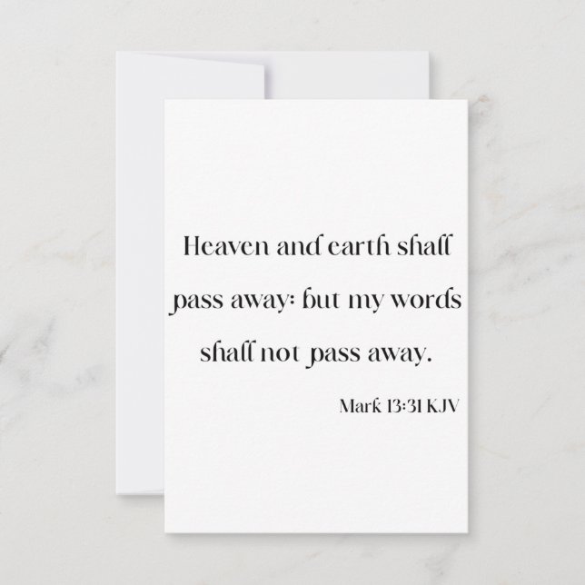 Cartão Placa de saudação de script de Bíblia do Mark 13:3 (Frente)