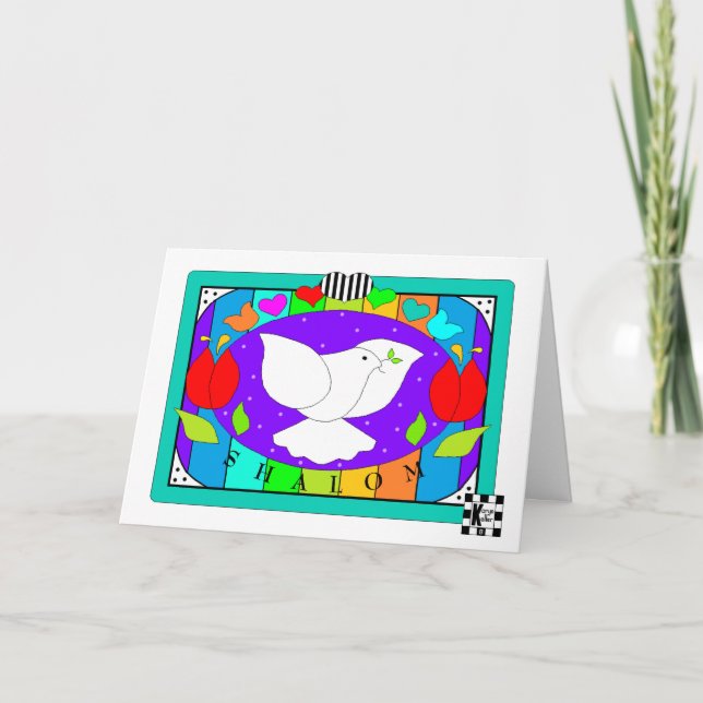 Cartão Placa de saudação de Shalom Floral (Frente)