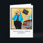 Cartão Placa de saudação de Vazio de humor do Casamento "<br><div class="desc">Divirta-se em espalhar o riso com este cartão humorístico de casamento do artista Bill Abbott; manda risadas com o teu amor. O desenho de Bill Abbott,  "Spectickles",  que os quadrinhos internacionalmente sindicados,  também apareceram em Hallmark U.K.,  Reader's Digest,  Posto de sábado à noite e outras belas revistas!</div>