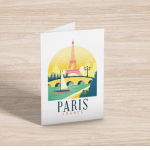 Cartão Placa de Saudação de Viagens vintage de Paris Fran