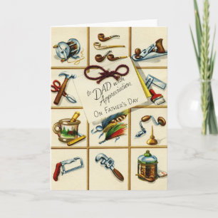 Cartão Placa de saudação do Dia de os pais Vintage