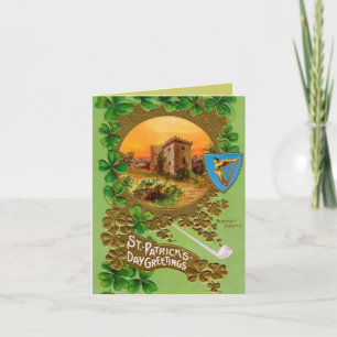 Cartão Placa de saudação do Dia de São Patrício Vintage