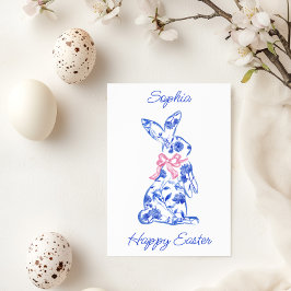 Cartão Placa de saudação do Felz pascoa Toile De Jouy ros