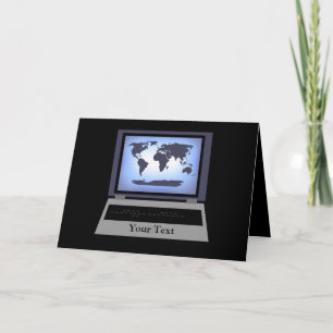 Cartão Placa de Saudação do Mapa Mundial do Computador la
