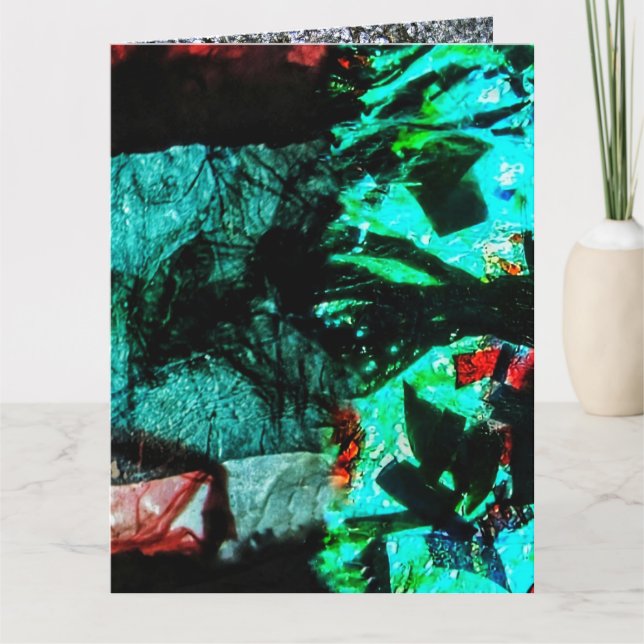 Cartão Placa de saudação dobrada reciclado abstrato escur (Frente)