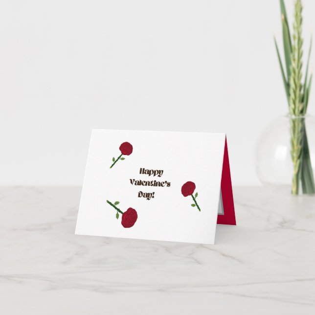 Cartão Placa de saudação dobrada Rosa vermelha Small, 4"  (Frente)