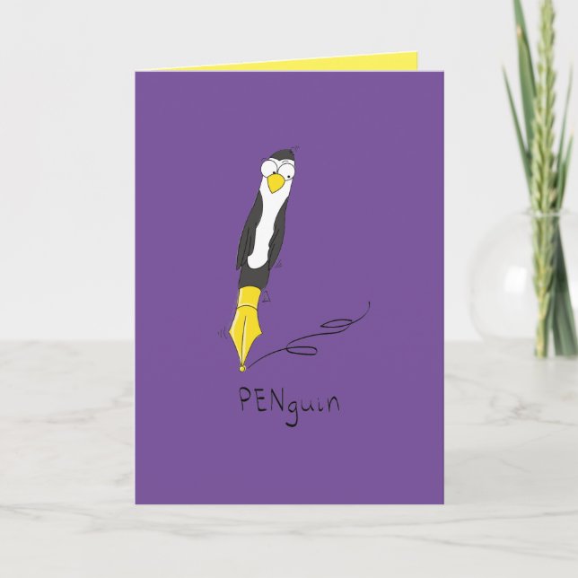 Cartão Placa de saudação engraçada PENguin Tinta-Caneta P (Frente)