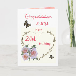 Cartão Placa de saudação Feliz aniversário de 21 anos des