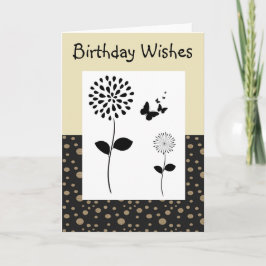 Cartão Placa De Saudação Floral De Ponto abstrato Dourado