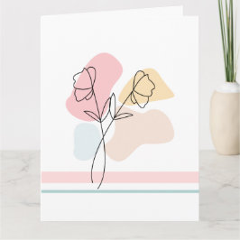 Cartão Placa de Saudação Floral Dobrada abstrato Pastel