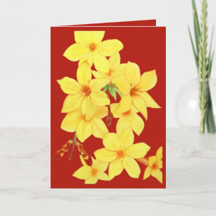 Cartão Placa de saudação Jasmine FLower Watercolor