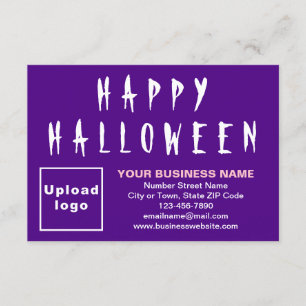 Cartão Placa de saudação plana roxa do Halloween para emp