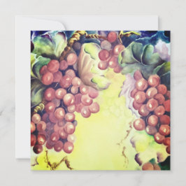 Cartão Placa de Saudação por Aquarela de Uvas Vinejardas
