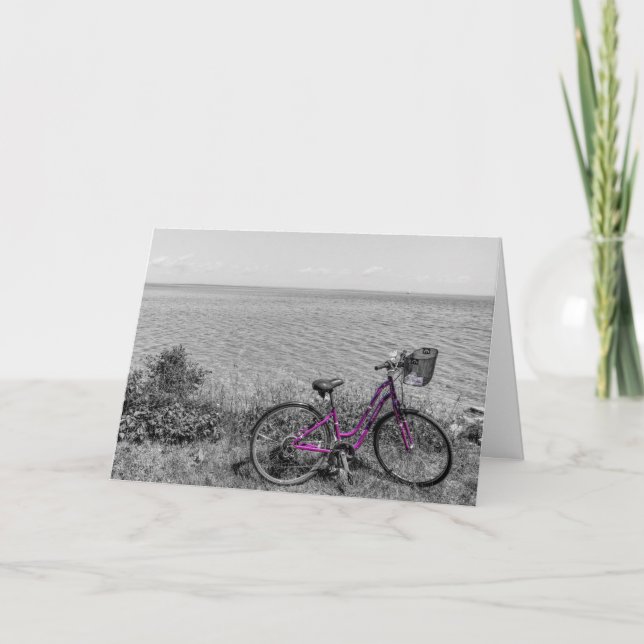 Cartão Placa de Saudação Seletiva de Cores de Bike Island (Frente)