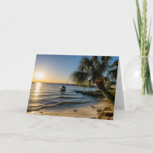 Cartão Placa de Saudação Sunset da Árvore de Palma da Fló