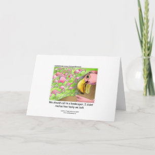 Cartão Placa de Saudação Tackel Rosa Flamingos Engraçada
