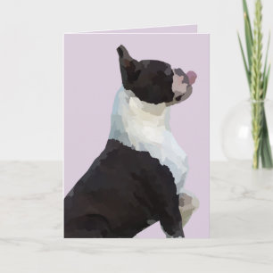 Cartão Placa de Saudação Terrier da Watercolor Boston
