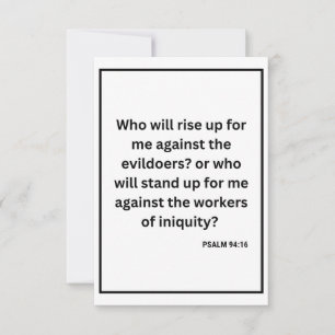 Cartão Placa de Saudação Versa Flat de Bíblia Psalm 94:16