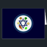 Cartão Placa de Seder<br><div class="desc">Placa do seder do Passover enchida com os símbolos judaicos tradicionais nos cartões,  nos selos,  nas etiquetas,  nos presentes do bebê e na decoração home caracterizando a estrela de David judaica.</div>