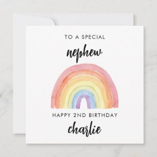 Cartão Placa de segundo aniversário para sobrinho