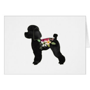 Cartão Placa de Silhueta Floral de Boho Breed Toy Poodle