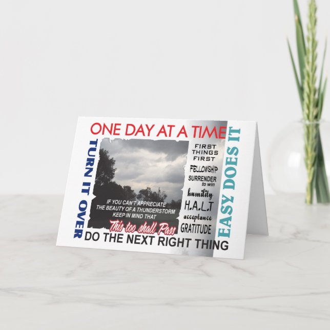 Cartão Placa de slogans para recuperação de 12 etapas (Frente)