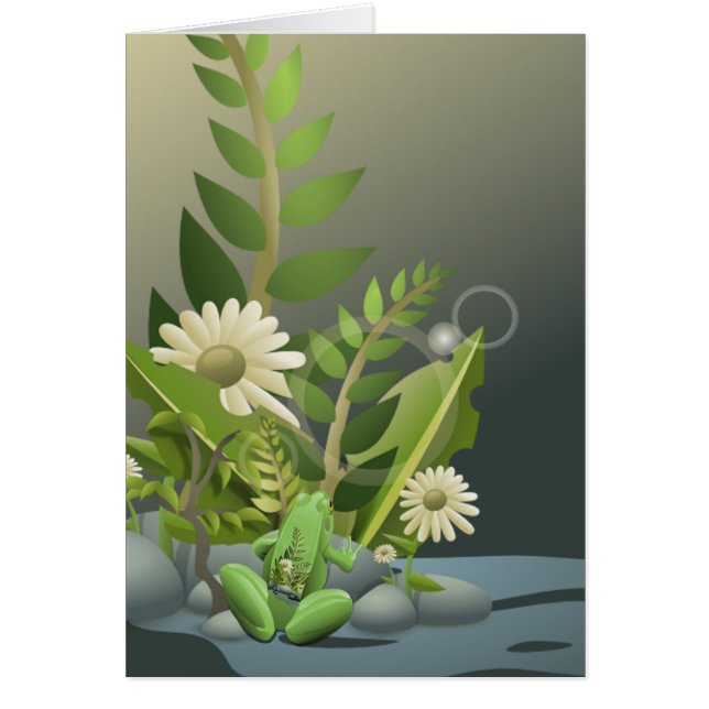 Cartão Placa de tatuagem de sapo e planta (Frente)