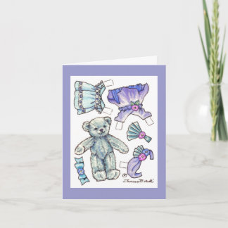 Cartão Placa de Ursinho de Boneca de Papel Birthday