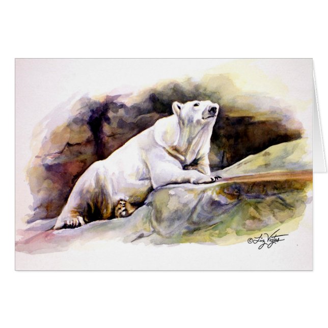 Cartão Placa de Urso Polar em Descanso (Frente Horizontal)