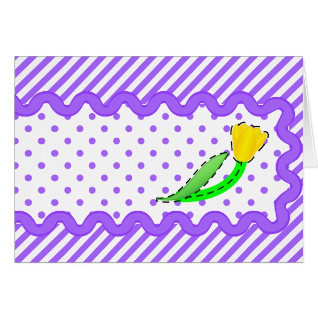 Cartão Placa de vazio com stripes e tulipas (Frente horizontal)